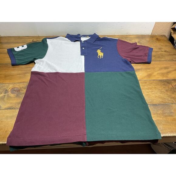 Polo Ralph Lauren Polo Shirt Gold Big Pony Men XLT Big & Tall Color Block - Picture 1 of 9